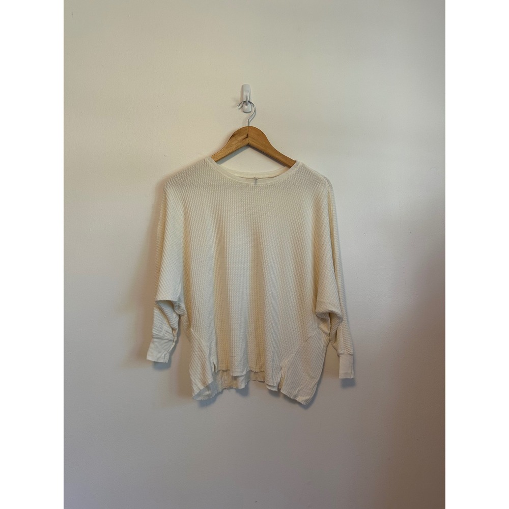 Hello Nite Ivory Waffle Knit Batwing Sleeve Oversized Top | Size XS